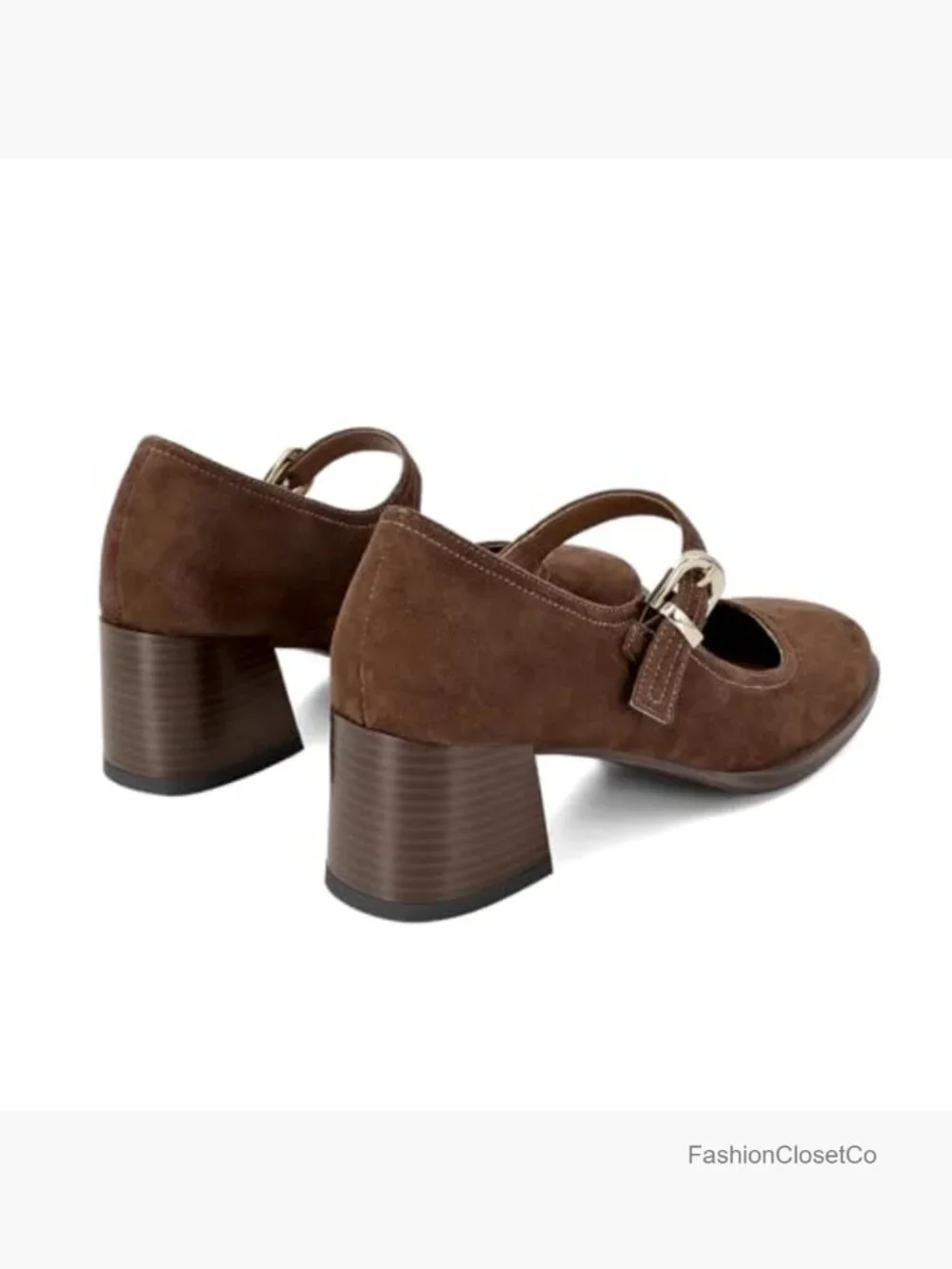 Retro Chunky Heels Square Toe Mary Janes Platform Ankle Buckle Strap Pumps - Picture 7 of 7